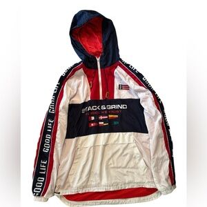 Mens The Good Life Windbreaker Sz Sm Jacket Hood w/ Drawcord by Camp Original